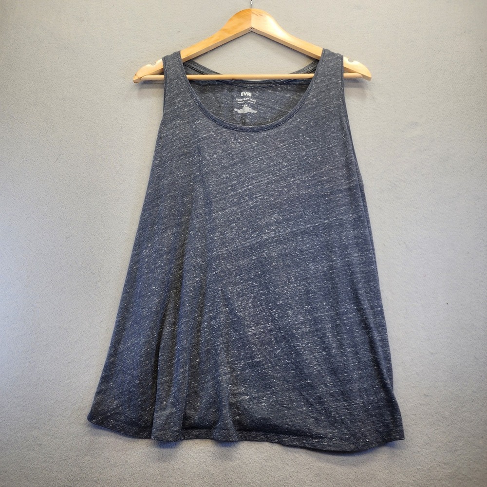 EVRI Everyday Tank Top Womens 0X Blue Space Dye Heathered Relaxed Fit Sleeveless